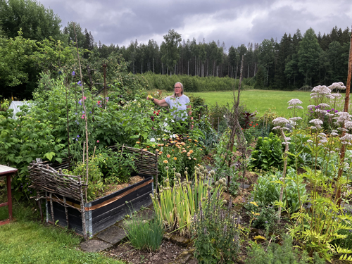 Mimmi bland sina odlingar