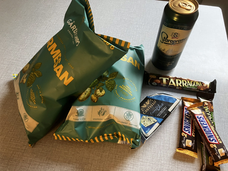 Chips choklad ost och öl