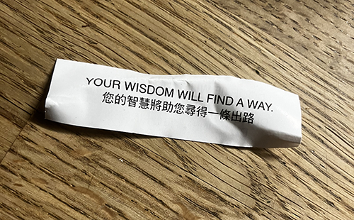 Fortune cookie Your wisdom will find a way