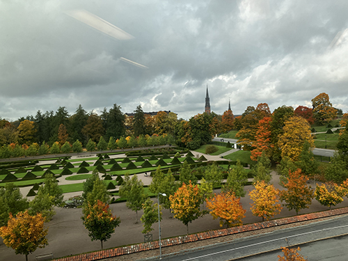 Höst i barockträdgården utsikt från jobbfönstret