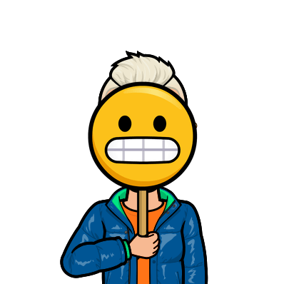 Bitmoji Tofflan med grinningskylt