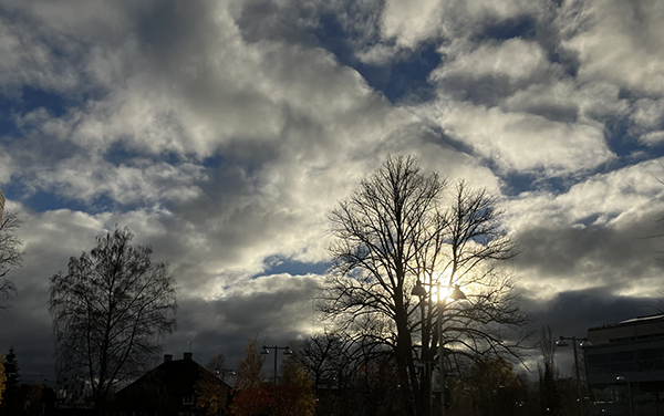 Moln och motljus utanför jobbet