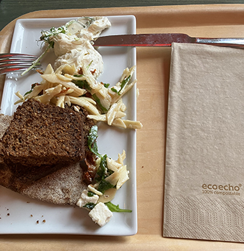 Bröd färskost och sallad