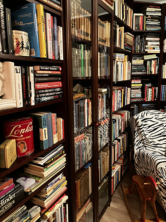 Bokhyllorna på kortsidan