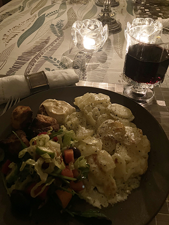 Kolgrillad kyckling potatisgratäng grönsaker Poliziano