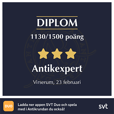 Diplom som antikexpert i Virserum 23 feb 2023