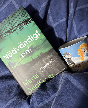 Boken Nödvändigt ont och kaffe på sängen