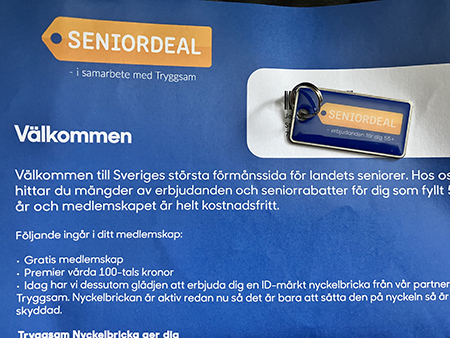 Nyckelbricka från Seniordeal
