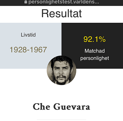 Personlighetstest 92 procent match med Che Guevara