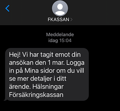 Sms från Försäkringskassan