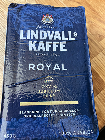 Lindvalls kaffe Royal blandning för kungabröllopet 1976