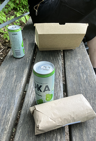Lunch på en bänk i Botaniska trädgården