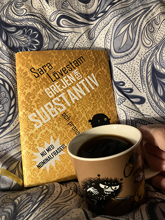 Boken Grejen med substantiv och pronomen och kaffe på sängen