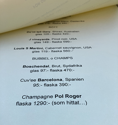 Rolig kommentar på Tegels meny