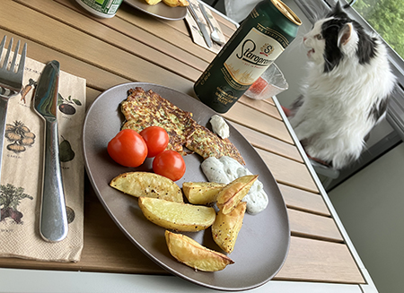 Squashbiffar med lök och potatisklyftor Lucifer
