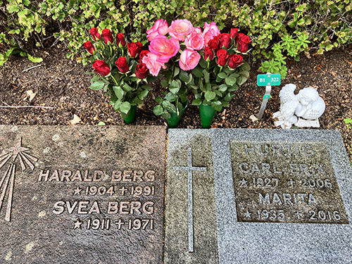 Graven i Motala med rosor