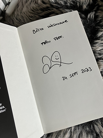 Hälsning i boken Rovdjur från författaren Jonas Moström