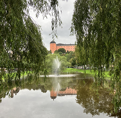 Svandammen med Uppsala slott bakom