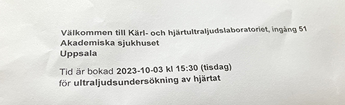 Kallelse till ultraljud av hjärtat