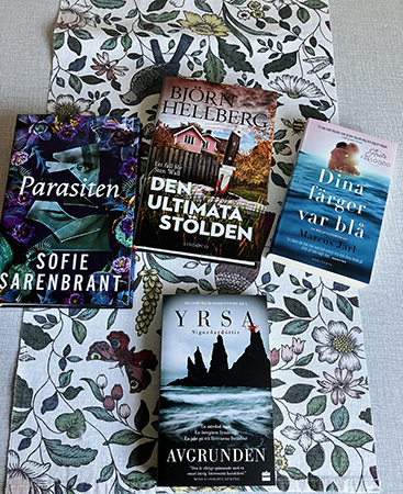 Böckerna Parasiten Den ultimata stölden Dina färger var blå och Avgrunden