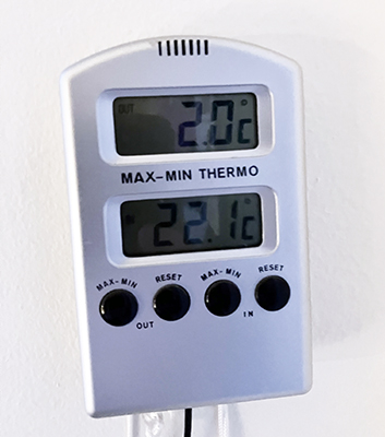 Två grader utomhus den 9 oktober 2023