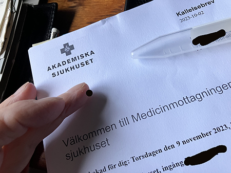 Kallelse till medicinmottagningen den 9 november 2023