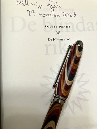 Till mig själv 23 nov 2023 på försättsbladet till De blindas rike