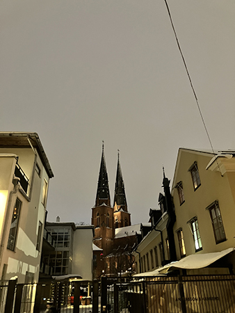 Domkyrkotornen sedda från Trädgårdsgatan Drottninggatan