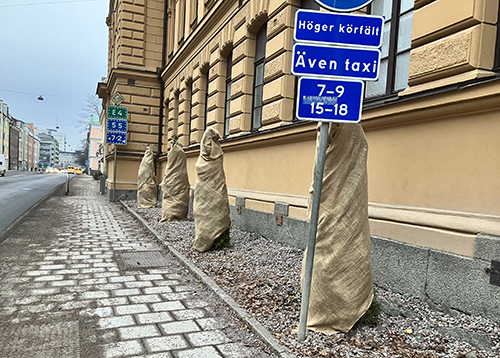 Spöken som väntar på taxi på Kungsgatan