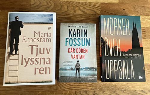Böckerna Tjuvlyssnaren Där döden väntar och Mörker över Uppsala