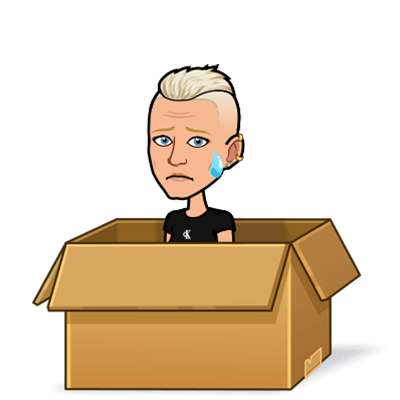 Bitmoji Tofflan i en kartong