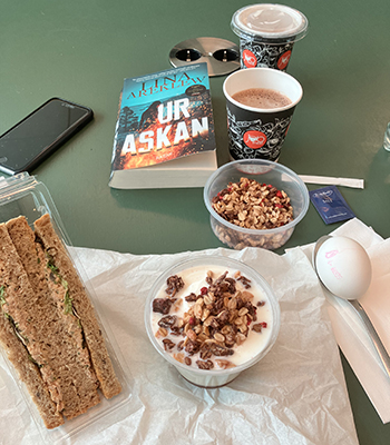 Jobblunch med boken Ur askan o trekantsmackor