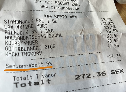 Fem procents seniorrabatt på City Gross