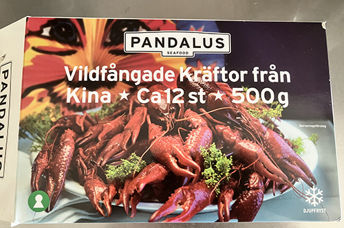 Ask vildfångade kinesiska kräftor ett halvt kilo