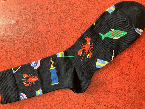 Strumpor med kräftor kaviar fisk o svenska flaggan