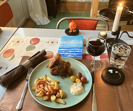 Kyckling och klyftpotatis med Hopptimisten och Punkten där vågarna bryter