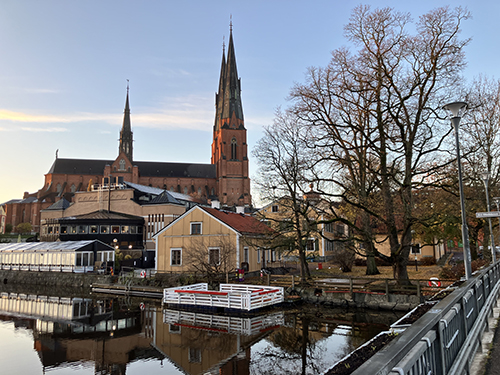 Domkyrkan lövtom lönn fr St Olofsbron höst
