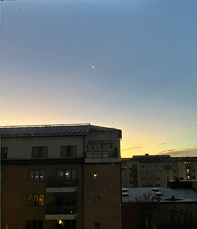 Morgonhimmel från köksfönstret