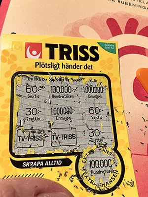 Helt skrapad Trisslott nr 2 från IM