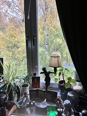 Björken utanför arbetsrummet börjar bli gul och glesna