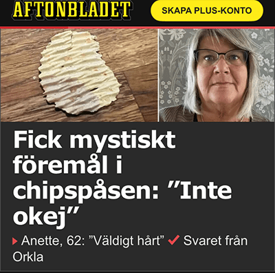 Fick mystiskt föremål i chipspåsen