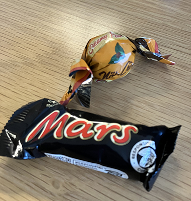 Godis mini-mars o nötcrèmekaramell