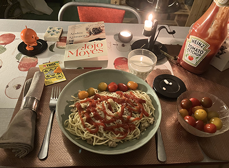 Spaghetti och kycklingfärs med tomater Hopptimisten Trisslott o Andra kvinnors liv