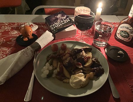 Pulled turkey klyftor såser Hopptimisten Änkorna vin tända ljus