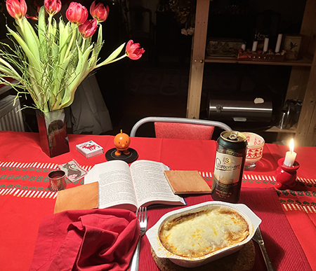 Kycklinglasagne öl tulpaner Hopptimisten bokuppslag