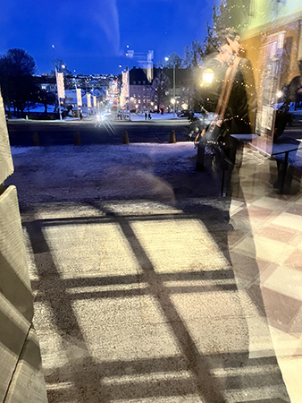 Utsikt genom fönster Carolina Rediviva Carolinabacken