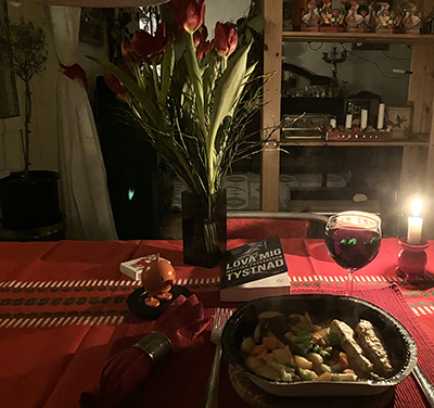 Ugnsrostad kyckling från Dafgårds Hopptimisten tulpaner rödvin Lova mig tystnad