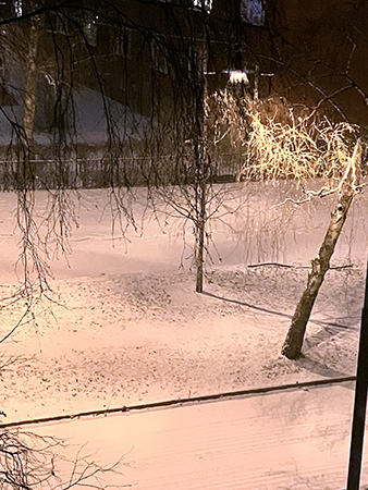 Snö på nyårsafton St Olofsgatan