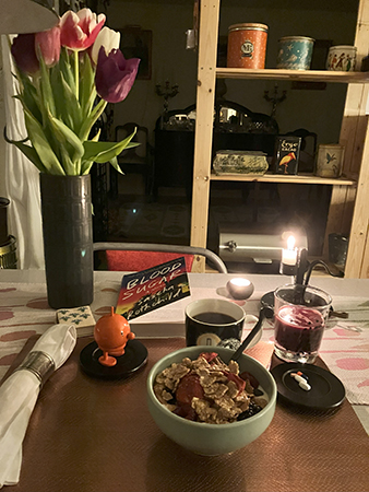 Tisdagsfrukost med Blood Sugar tulpaner o Hopptimisten