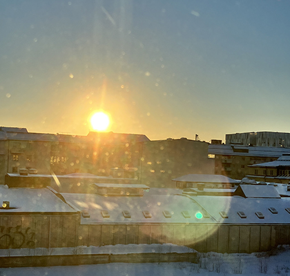 Januarisol över hustaken